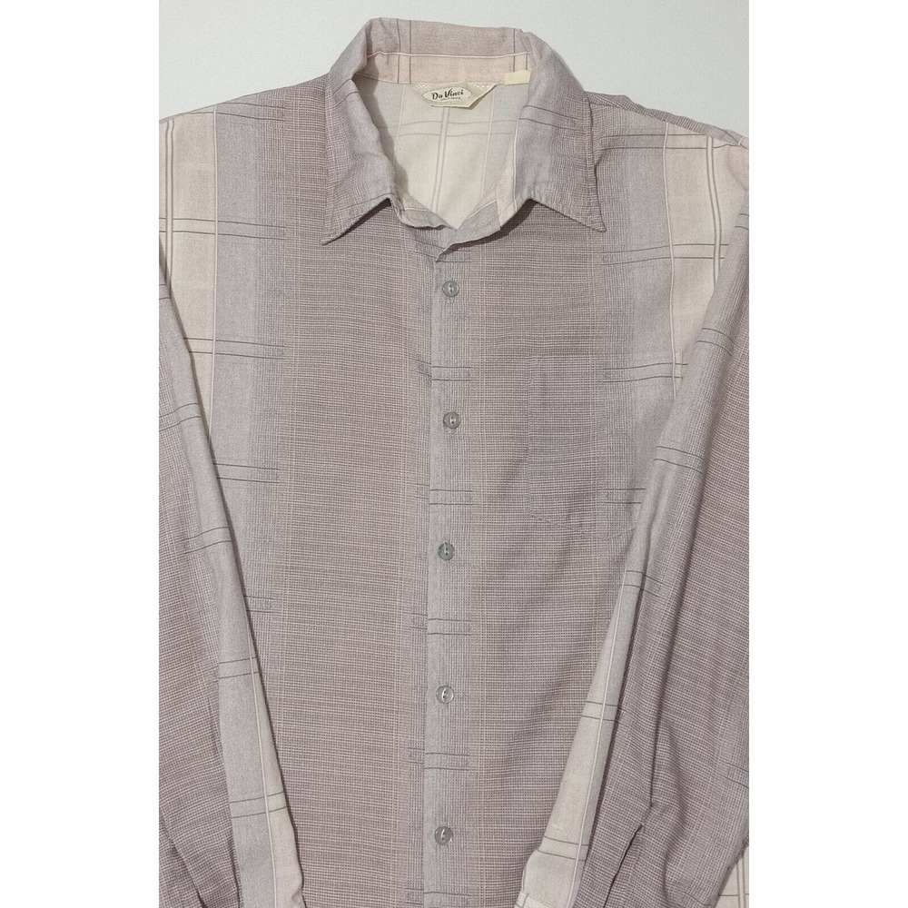 Da Vinci Shirt XL Men's Big 1X Button Up Long Sleeve Multicolor Plaid Preppy EUC